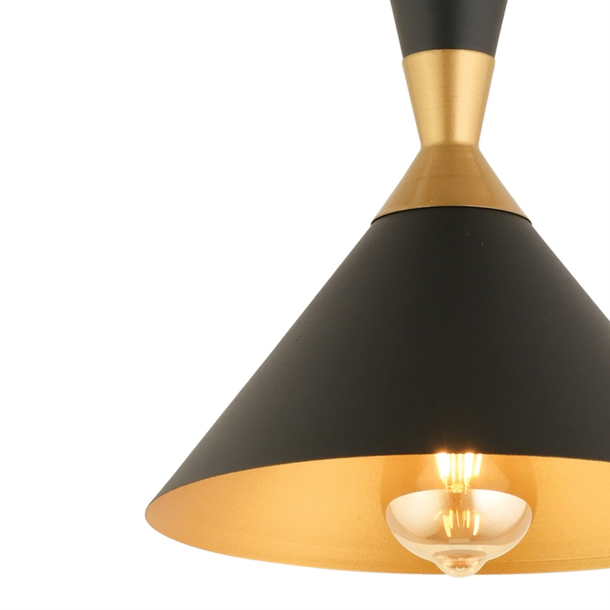 Lámpara colgante MONZA con cable 1xE27/40W/230V, diámetro 25 cm, negro/dorado