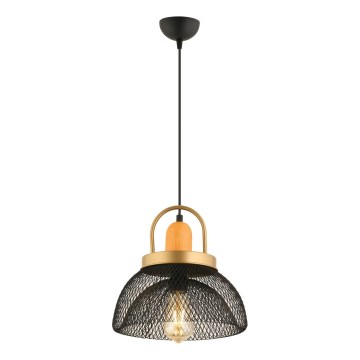 Lámpara colgante MONZA con cable, 1xE27/40W/230V, Ø 29 cm, negro/dorado