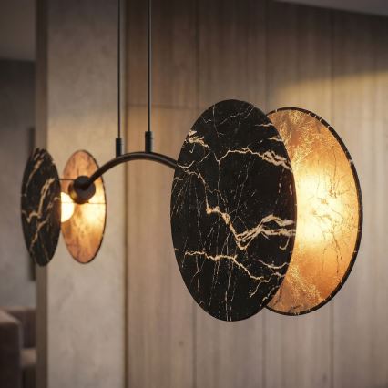 Lámpara colgante MOTIF 2xE27/15W/230V negro/dorado