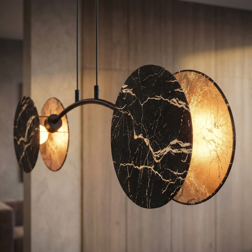 Lámpara colgante MOTIF 2xE27/15W/230V negro/dorado