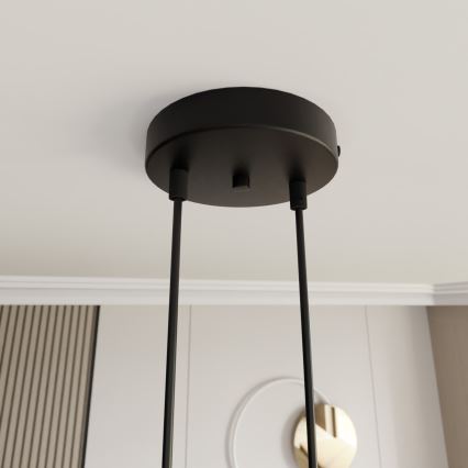 Lámpara colgante MOTIF 2xE27/15W/230V negro/dorado