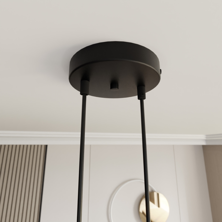 Lámpara colgante MOTIF 2xE27/15W/230V negro/dorado