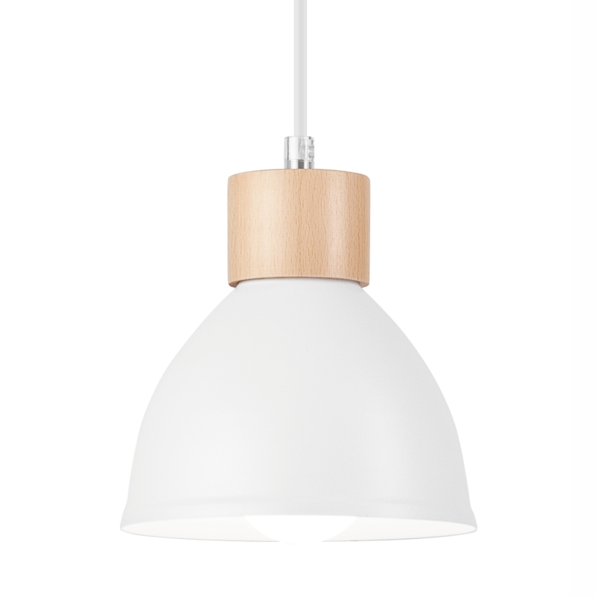 Lámpara colgante NICO 3xE27/60W/230V blanco/haya