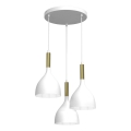 Lámpara colgante NOAK 3xE27/15W/230V blanco/dorado