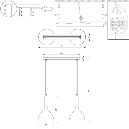 Lámpara colgante NOAK WOOD 2xE27/15W/230V blanco/haya