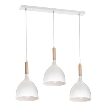 Lámpara colgante NOAK WOOD 3xE27/15W/230V blanco/haya