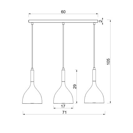 Lámpara colgante NOAK WOOD 3xE27/15W/230V negro/haya