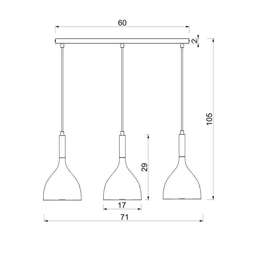 Lámpara colgante NOAK WOOD 3xE27/15W/230V negro/haya