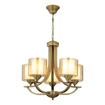 Lámpara colgante NOVARA con cadena 5xE27/40W/230V, acabado en bronce