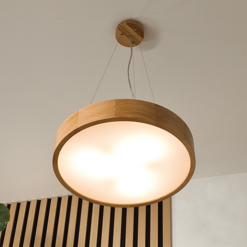 Lámpara colgante con cable OAK 3xE27/60W/230V roble ? 47,5 cm