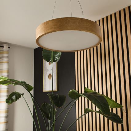 Lámpara colgante con cable OAK 3xE27/60W/230V roble ? 47,5 cm