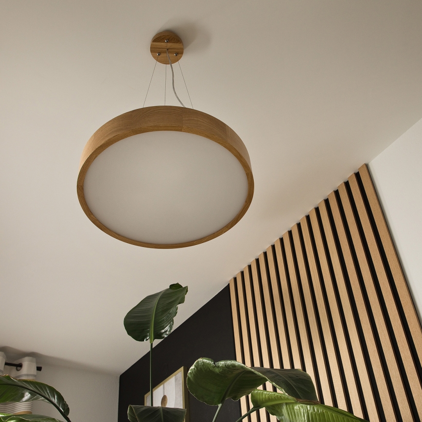 Lámpara colgante con cable OAK 3xE27/60W/230V roble ? 47,5 cm
