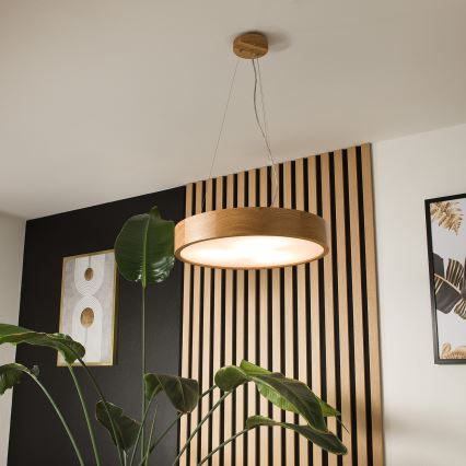 Lámpara colgante con cable OAK 3xE27/60W/230V roble ? 47,5 cm
