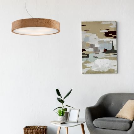 Lámpara colgante con cable OAK 3xE27/60W/230V roble ? 47,5 cm