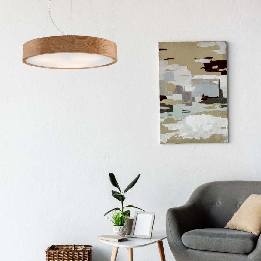 Lámpara colgante con cable OAK 3xE27/60W/230V roble ? 47,5 cm