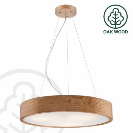 Lámpara colgante con cable OAK 3xE27/60W/230V roble ? 47,5 cm