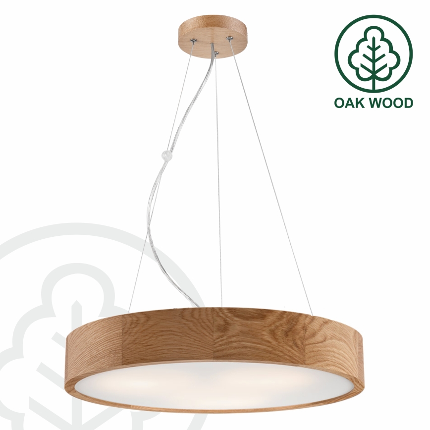 Lámpara colgante con cable OAK 3xE27/60W/230V roble ? 47,5 cm