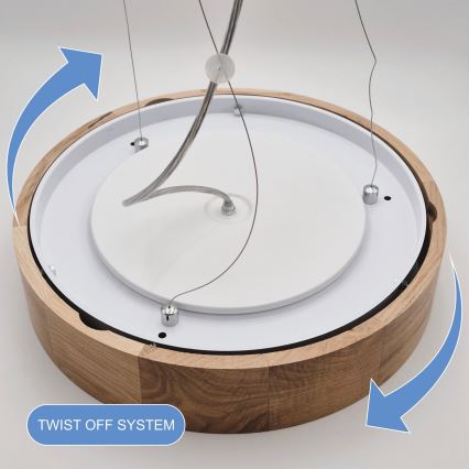 Lámpara colgante con cable OAK 3xE27/60W/230V roble ? 47,5 cm