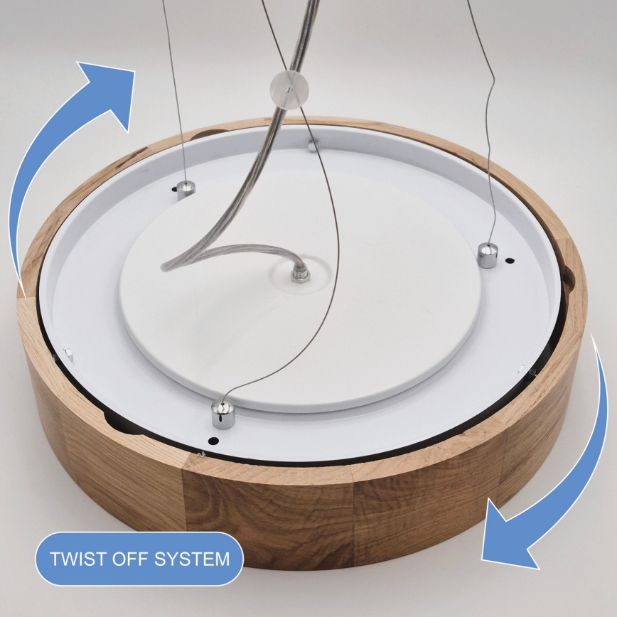 Lámpara colgante con cable OAK 3xE27/60W/230V roble ? 47,5 cm