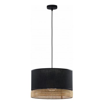Lámpara colgante PAGLIA 1xE27/15W/230V negro/ratán