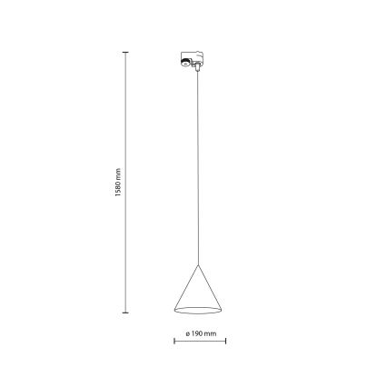 Lámpara colgante para sistema de raíles monofásico CONO 1xE27/15W/230V negro/marrón