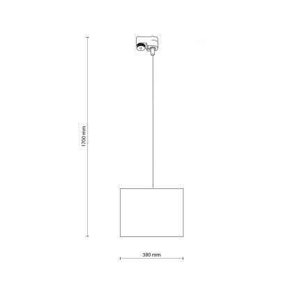 Lámpara colgante para sistema de raíles monofásico TRACER 1xE27/15W/230V diá. 38 cm negro/blanco