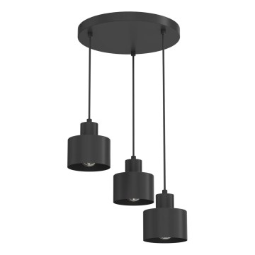 Lámpara colgante PARKLA con cable 3xE27/15W/230V, negra