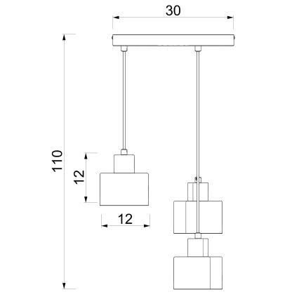 Lámpara colgante PARKLA con cable 3xE27/15W/230V, negra