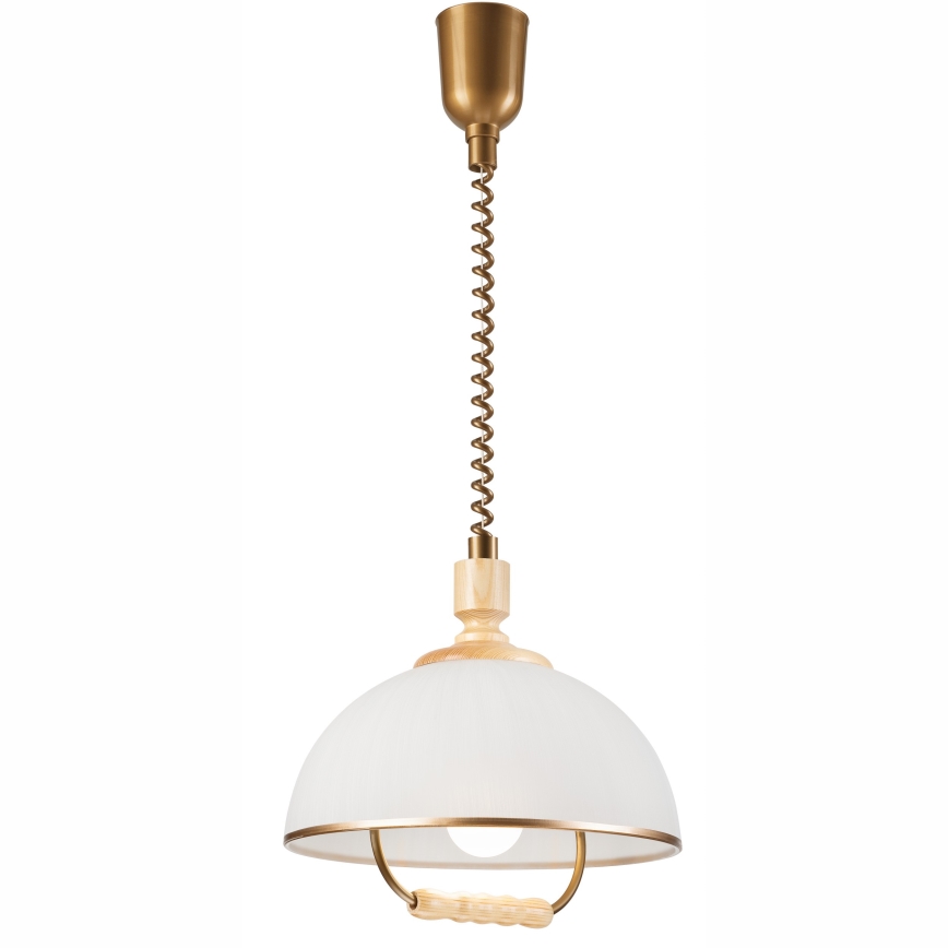 Lámpara colgante ajustable RAMONA 1xE27/60W/230V beige/marrón claro/pino