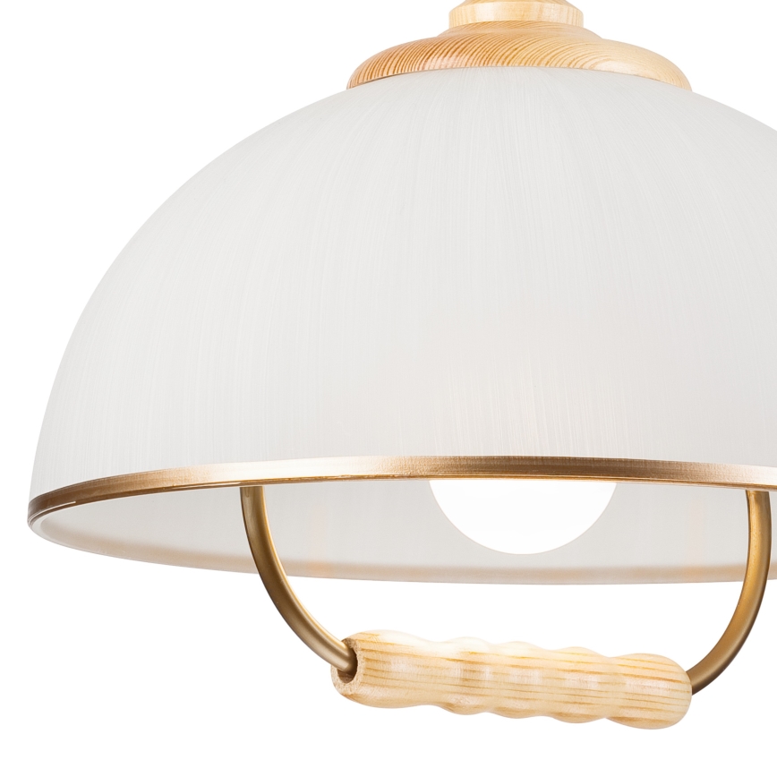 Lámpara colgante ajustable RAMONA 1xE27/60W/230V beige/marrón claro/pino
