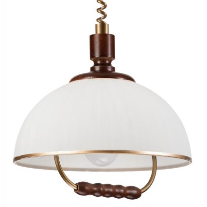 Lámpara colgante regulable RAMONA 1xE27/60W/230V beige/marrón oscuro/pino