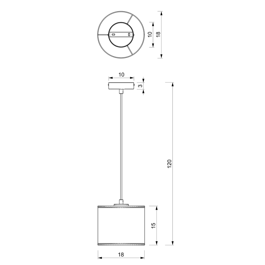 Lámpara colgante con cable RATTAN 1xE27/60W/230V diámetro 18 cm ratán