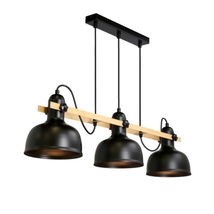 Lámpara colgante con cable RENO 3xE27/40W/230V negro/marrón