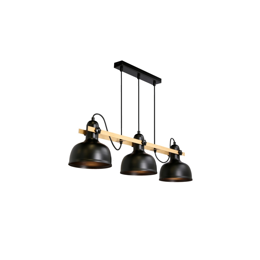 Lámpara colgante con cable RENO 3xE27/40W/230V negro/marrón