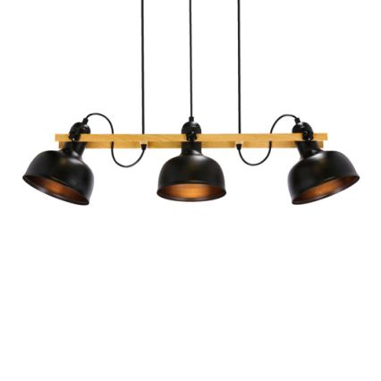 Lámpara colgante con cable RENO 3xE27/40W/230V negro/marrón