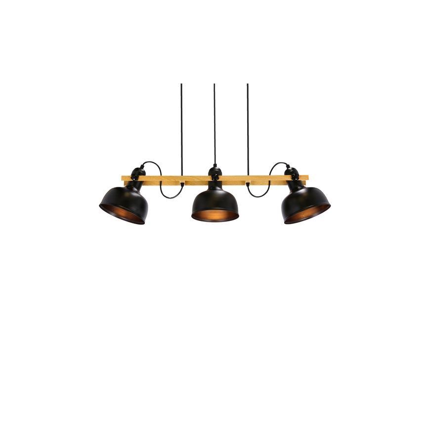 Lámpara colgante con cable RENO 3xE27/40W/230V negro/marrón