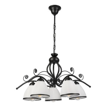 Lámpara colgante RETRO con cadena 5xE27/60W/230V negra/blanca