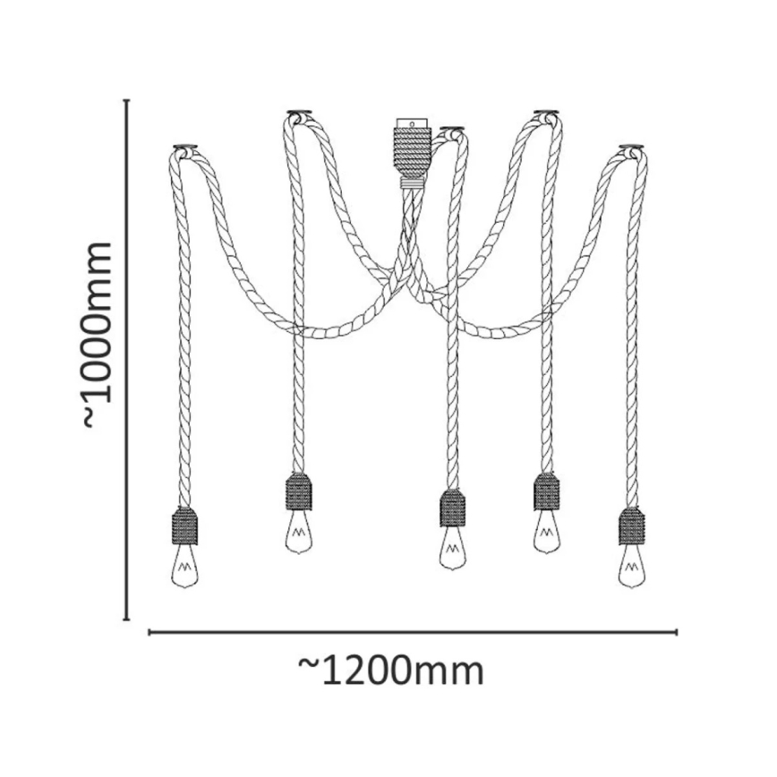 Lámpara colgante ROPE CASA 5xE27/12W/230V araña