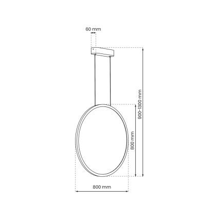Lámpara colgante SATURNO LED/46W/230V Ø 80 cm IP44 negra