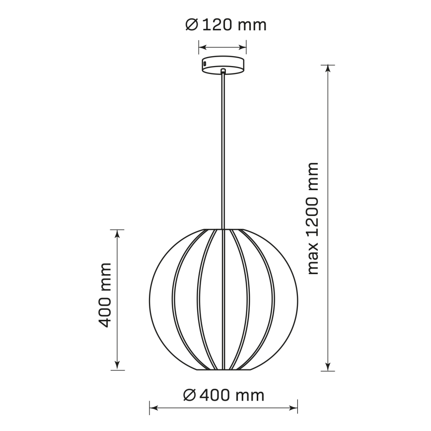Lámpara colgante SENSAI 1xE27/20W/230V diá. 40 cm negro