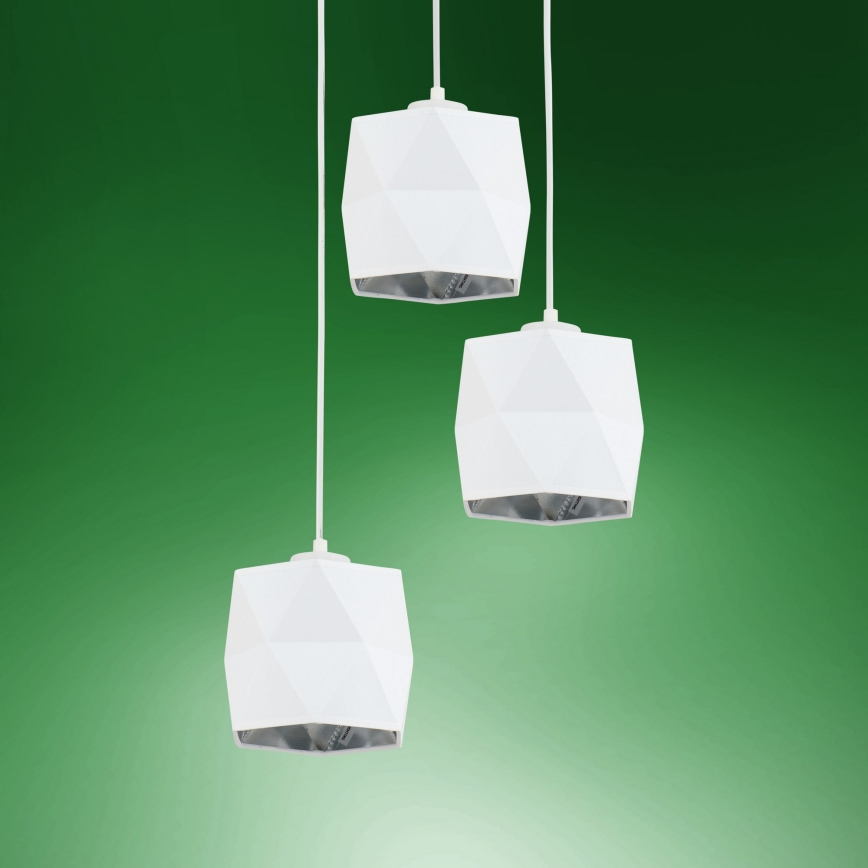 Lámpara colgante SIRO 3xE27/15W/230V blanco/plata
