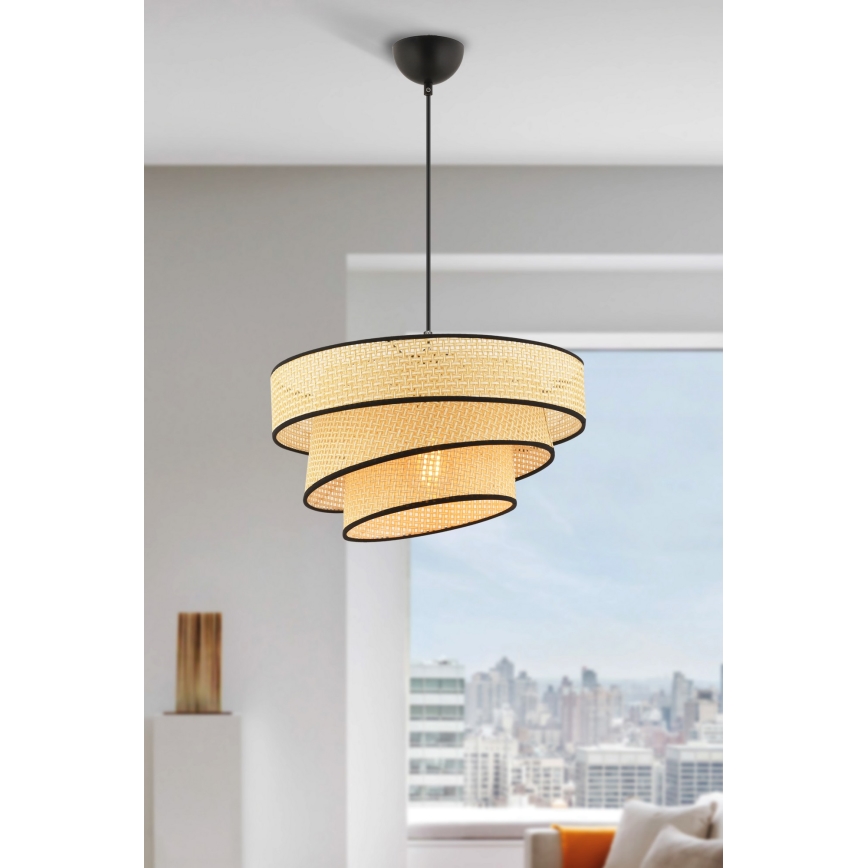 Lámpara colgante suspendida por cable COUPER 1xE27/60W/230V beige/negro