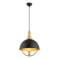 Lámpara colgante suspendida por cable MONZA 1xE27/40W/230V, diámetro 30 cm, negro/dorado
