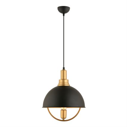 Lámpara colgante suspendida por cable MONZA 1xE27/40W/230V, diámetro 30 cm, negro/dorado
