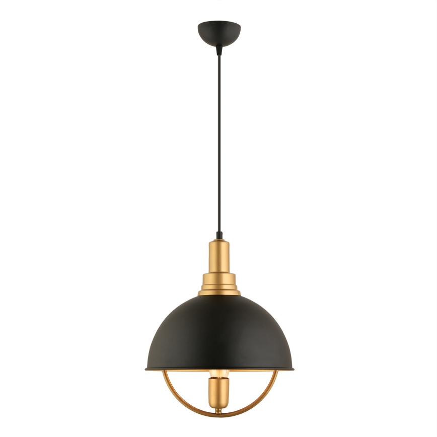 Lámpara colgante suspendida por cable MONZA 1xE27/40W/230V, diámetro 30 cm, negro/dorado