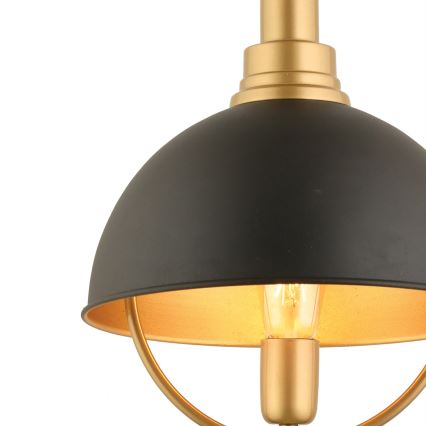 Lámpara colgante suspendida por cable MONZA 1xE27/40W/230V, diámetro 30 cm, negro/dorado