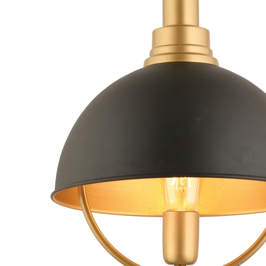 Lámpara colgante suspendida por cable MONZA 1xE27/40W/230V, diámetro 30 cm, negro/dorado