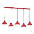 Lámpara colgante SVEN 5xE27/15W/230V rojo