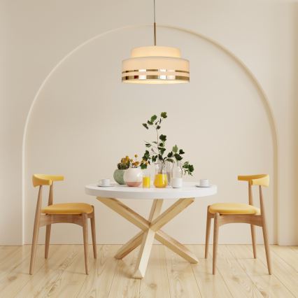 Lámpara colgante TAMI 1xE27/60W/230V diá. 40 cm beige/dorado