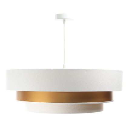 Lámpara colgante con cable TRINITI 1xE27/60W/230V blanco/dorado